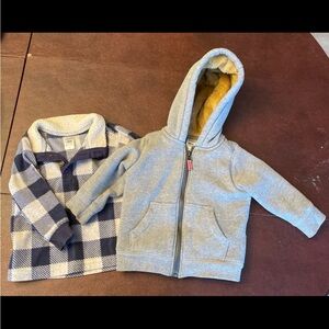 Carter's Gray Hoodie and Navy Plaid Shirt Set